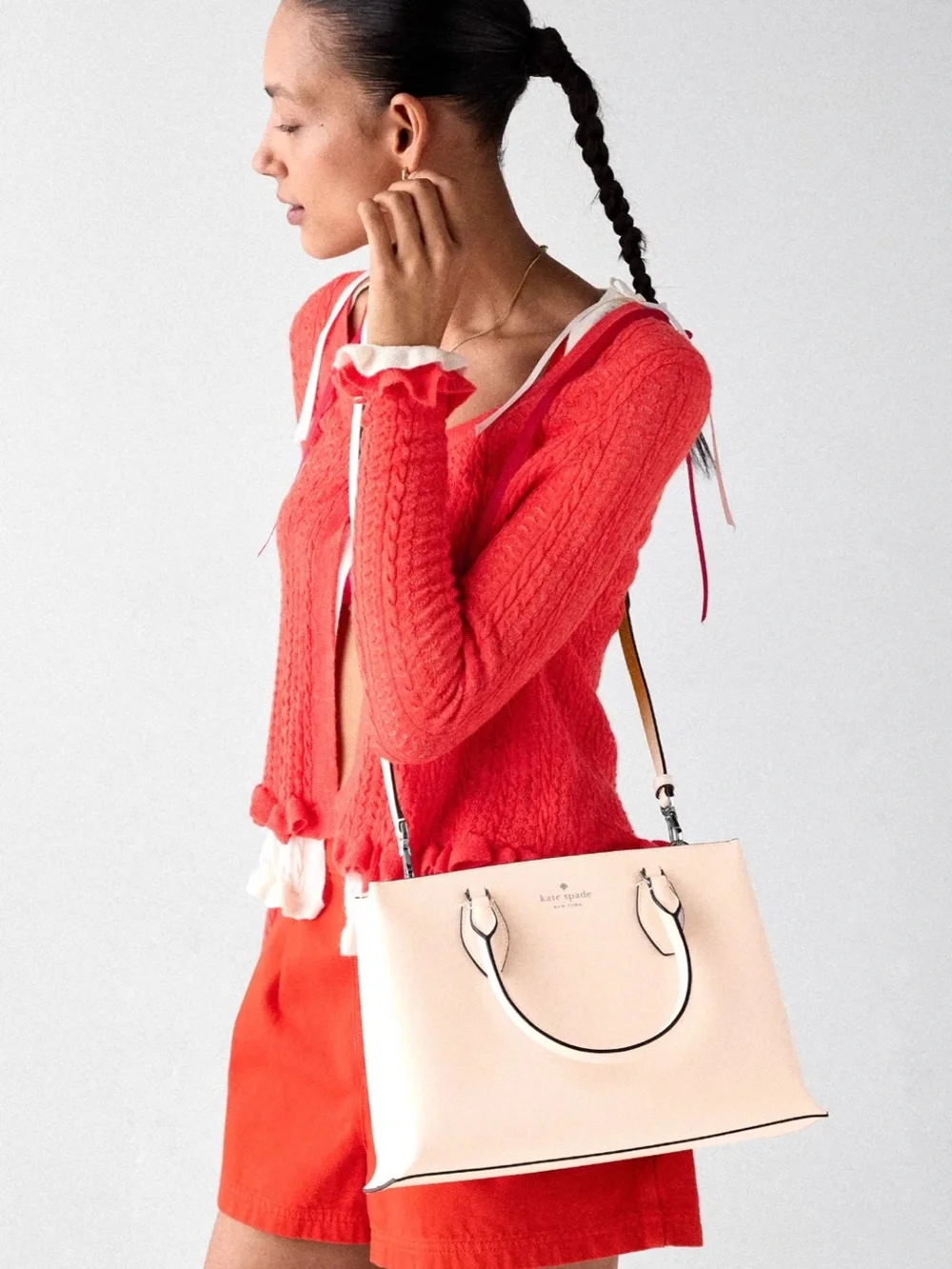 New Kate Spade Rae Medium Satchel Saffiano Fresh Peach